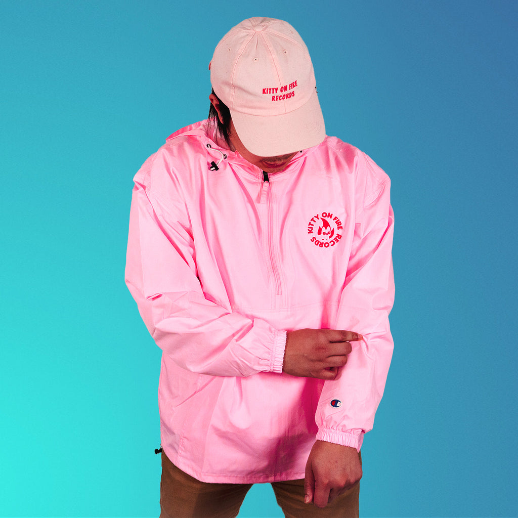 KOF Logo Pink Flamingo Embroidered Champion Packable Windbreaker